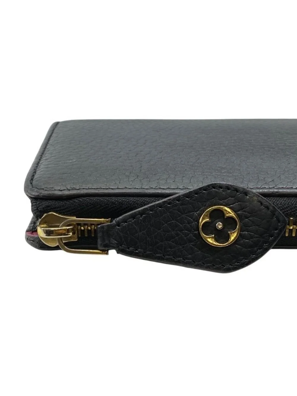 Louis Vuitton Comete Wallet Portefeuille L-shaped Zipper Leather Black Pink